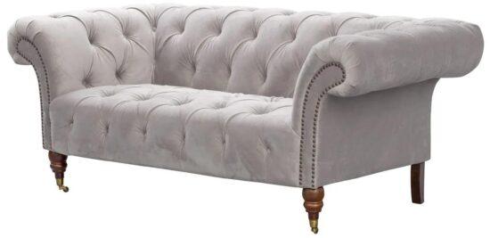 Pohovka Chesterfield Glamour Velvet Light Grey pre 2 osoby