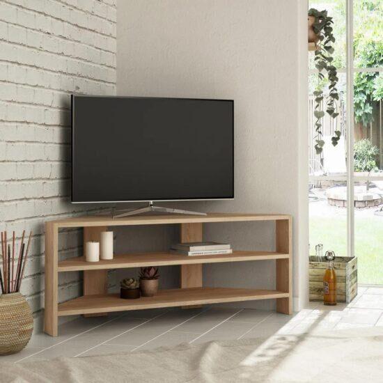 Rohový TV stolík Thales Corner 114 cm dub