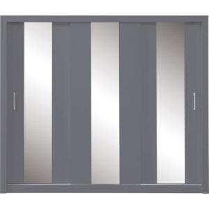 Šatníková skriňa Cadu so zrkadlom - 250x215x60 cm (antracit)