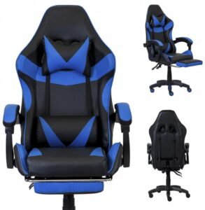 Ergonomická herná stolička CLASSIC s podnožkou modrá