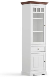 PROXIMA.store - Rustikálna vitrína ľavá 2s.1 - BELLUNO ELEGANTE FARBA: biela - orech