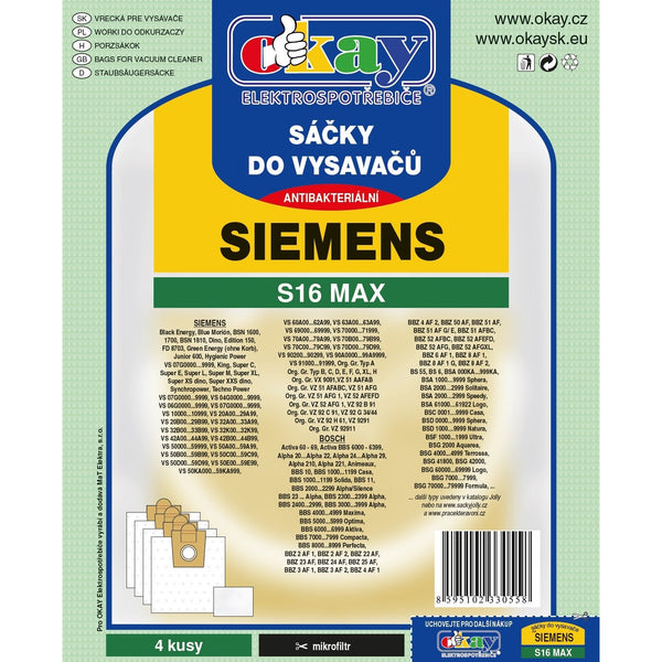 Vrecká do vysávača Siemens/Bosch S16MAX