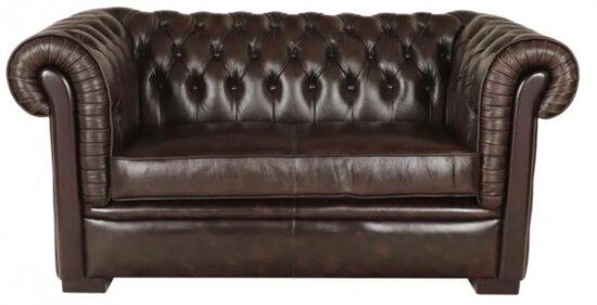 Pohovka dvojmiestna Chesterfield Tiffy z pravej hovädzej kože Brown Brown